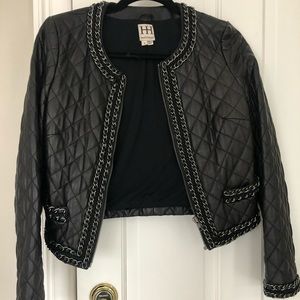 Haute Hippie black quilted leather jacket S